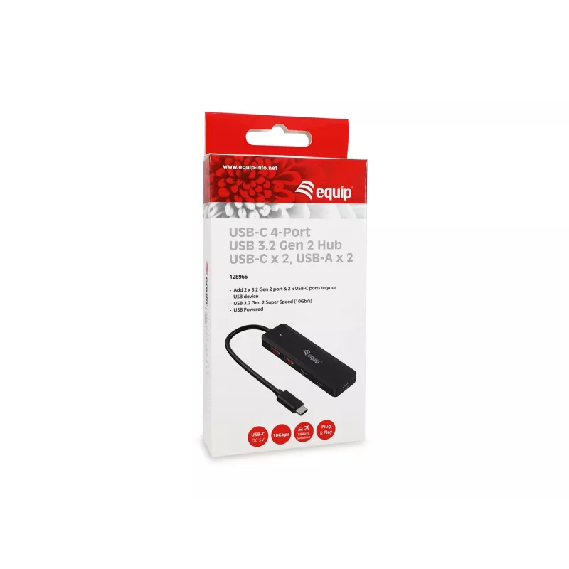 Equip USB-C 4-poorts USB 3.2 Gen 2 (10 Gbit/s) hub, USB-C x 2, USB-A x 2