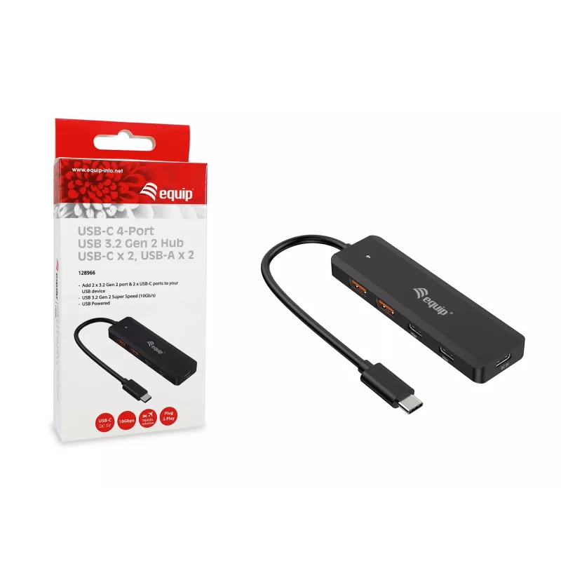 Equip USB-C 4-poorts USB 3.2 Gen 2 (10 Gbit/s) hub, USB-C x 2, USB-A x 2