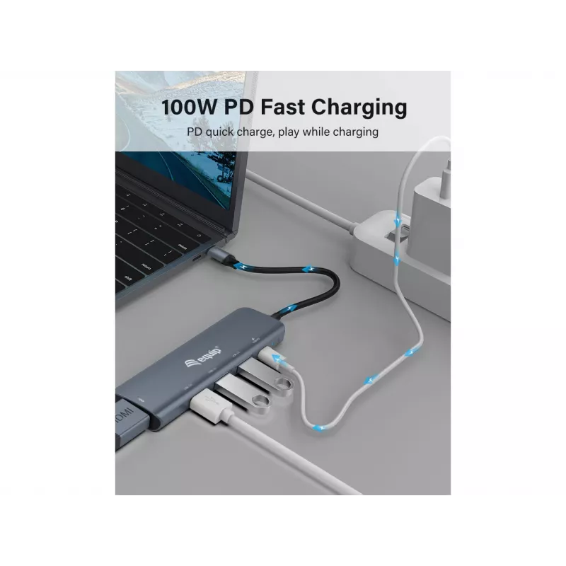 Equip USB-C 5-in-1 multifunctionele adapter, HDMI, USB 3.2 GEN1, 100W USB PD