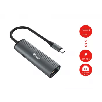 Equip USB-C naar RJ45 Gigabit-netwerk + PD-adapter USB Type-C 100W
