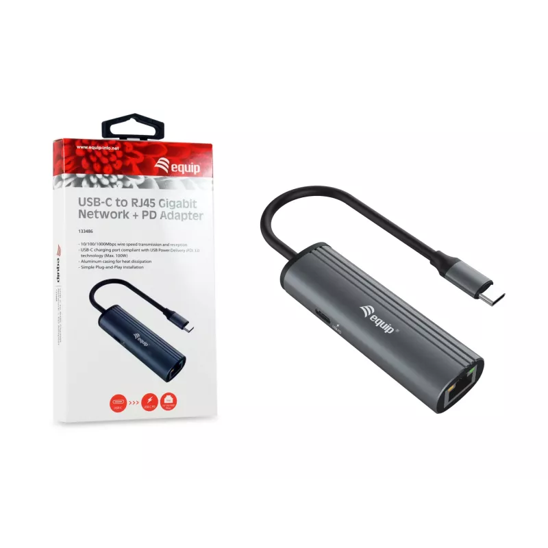 Equip USB-C naar RJ45 Gigabit-netwerk + PD-adapter USB Type-C 100W