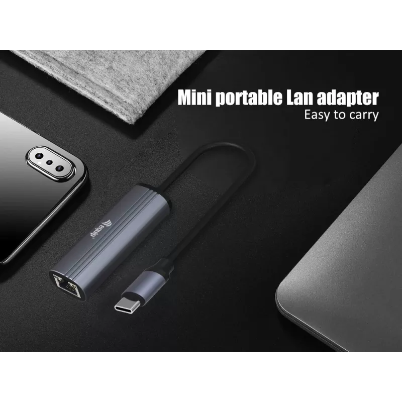 Equip USB-C naar RJ45 Gigabit-netwerk + PD-adapter USB Type-C 100W