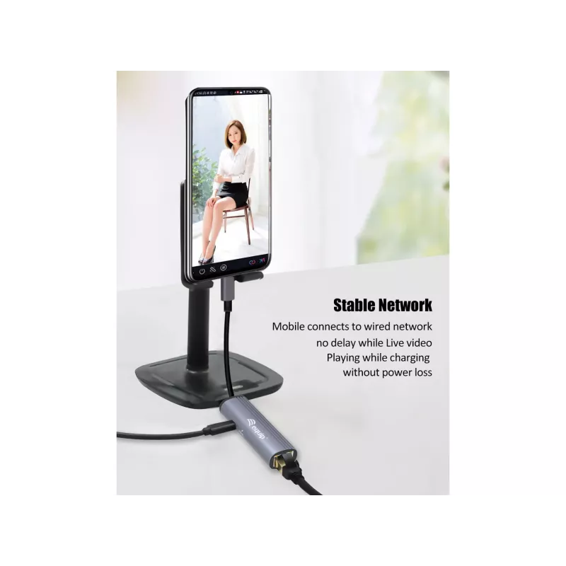 Equip USB-C naar RJ45 Gigabit-netwerk + PD-adapter USB Type-C 100W