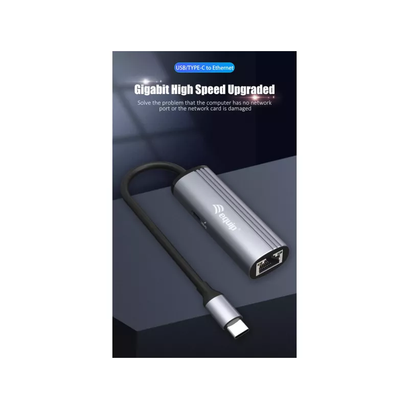Equip USB-C naar RJ45 Gigabit-netwerk + PD-adapter USB Type-C 100W
