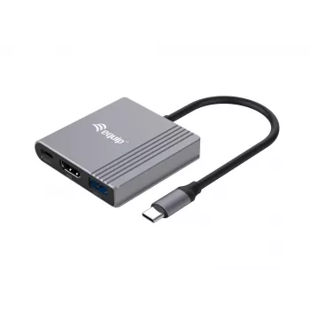 Equip 3-in-1 USB-C naar HDMI / USB-A / USB PD adapter, 3.2 Gen 1 (3.1 Gen 1), USB Type-C, HDMI-uitgang, 3840 x 2160 pixel