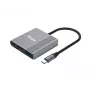 Equip 133488 3-in-1 USB-C naar HDMI / USB-A / USB PD-adapter, USB 3.2 Gen 1 (3.1 Gen 1), 4K/60 Hz, 100 W PD, aluminium, zwart/grijs