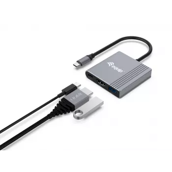 Equip 3-in-1 USB-C naar HDMI / USB-A / USB PD adapter, 3.2 Gen 1 (3.1 Gen 1), USB Type-C, HDMI-uitgang, 3840 x 2160 pixel