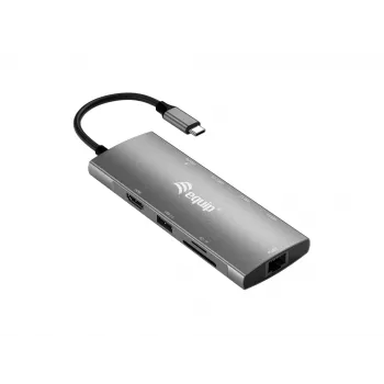 Equip USB-C 9-in-1 multifunctionele adapter, HDMI 4K/60Hz, Gigabit-LAN, USB 3.2 GEN1, SD/TF, 100W USB PD