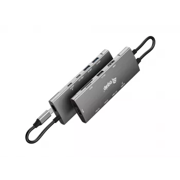 Equip USB-C 9-in-1 multifunctionele adapter, HDMI 4K/60Hz, Gigabit-LAN, USB 3.2 GEN1, SD/TF, 100W USB PD