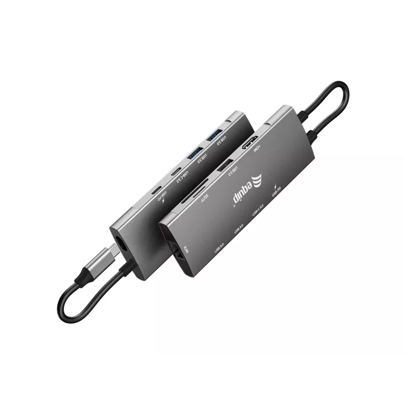 Equip USB-C 9-in-1 multifunctionele adapter, HDMI 4K/60Hz, Gigabit-LAN, USB 3.2 GEN1, SD/TF, 100W USB PD