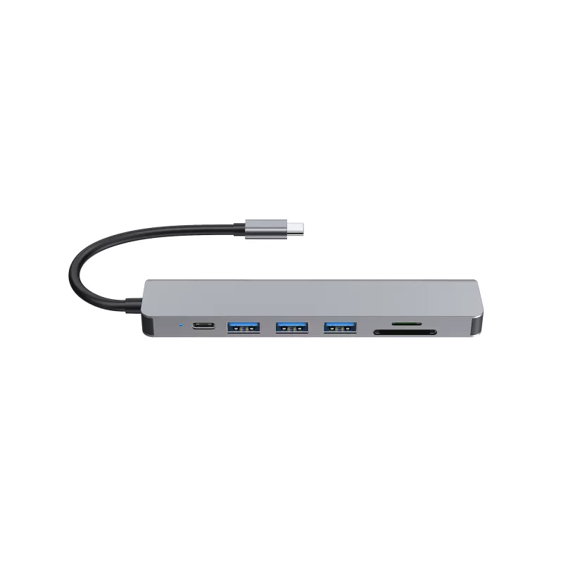 Equip USB-C 7-in-1 multifunctionele adapter, HDMI 4K/60Hz, USB 3.2 Gen1 x3, TF/Micro SD, 100W USB PD