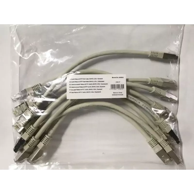 Equip Cat.6A Platinum S/FTP-patchkabel, grijs, 0,25 m, 10 stuks/set