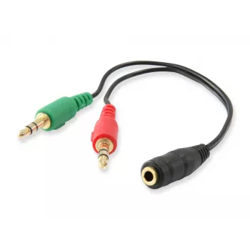 Equip audio splitkabel, zwart, 3,5 mm, 2 x 3,5 mm, bus, stekker, polyvinylchloride (PVC)