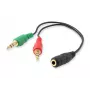 Equip audio splitkabel, zwart, 3,5 mm, 2 x 3,5 mm, bus, stekker, polyvinylchloride (PVC)