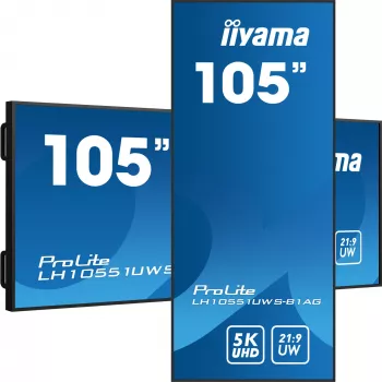 iiyama LH10551UWS-B1AG signage display digital signage-flatpanel 2,67 m (105 inch) LED 500 cd/m² UltraWide 5K HD zwart 24/7