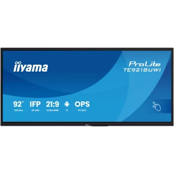 iiyama TE9218UWI-B1AG signage display kioskdesign 2,32 m (91,5 inch) LED Wi-Fi 500 cd/m² 5K Ultra HD zwart touchscreen ingebouwde processor Android 16/7