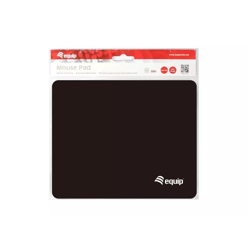Equip muismat, zwart, effen, nylon, rubber, antislip onderkant