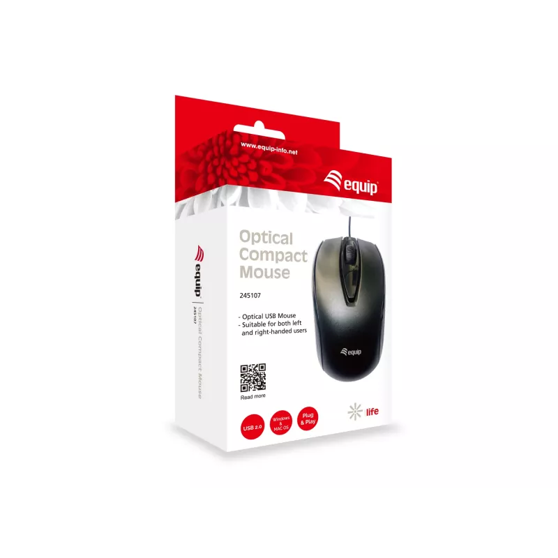 Equip 245107 muis office dubbelhandig USB Type-A optisch 1000 DPI