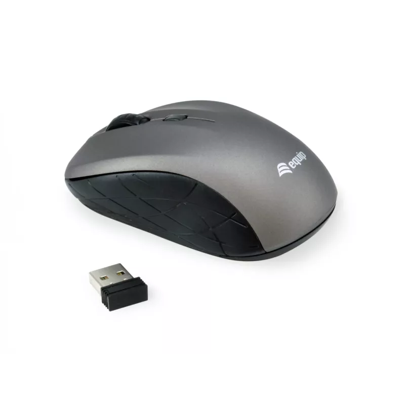 Equip mini optische draadloze muis, dubbelhandig, optisch, RF draadloos, 1600 DPI, grijs