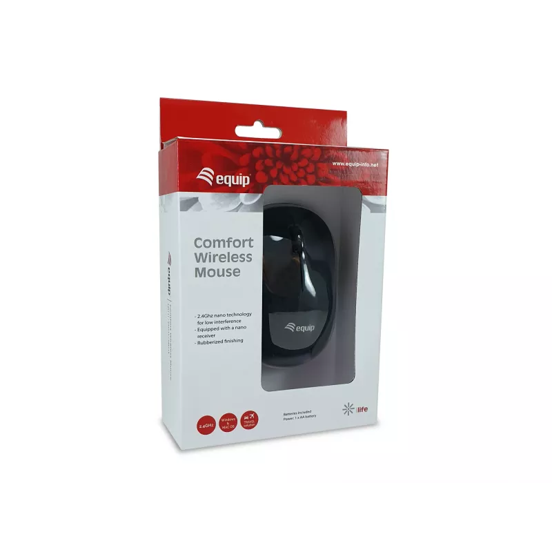 Equip Comfort draadloze zwarte RF draadloze muis