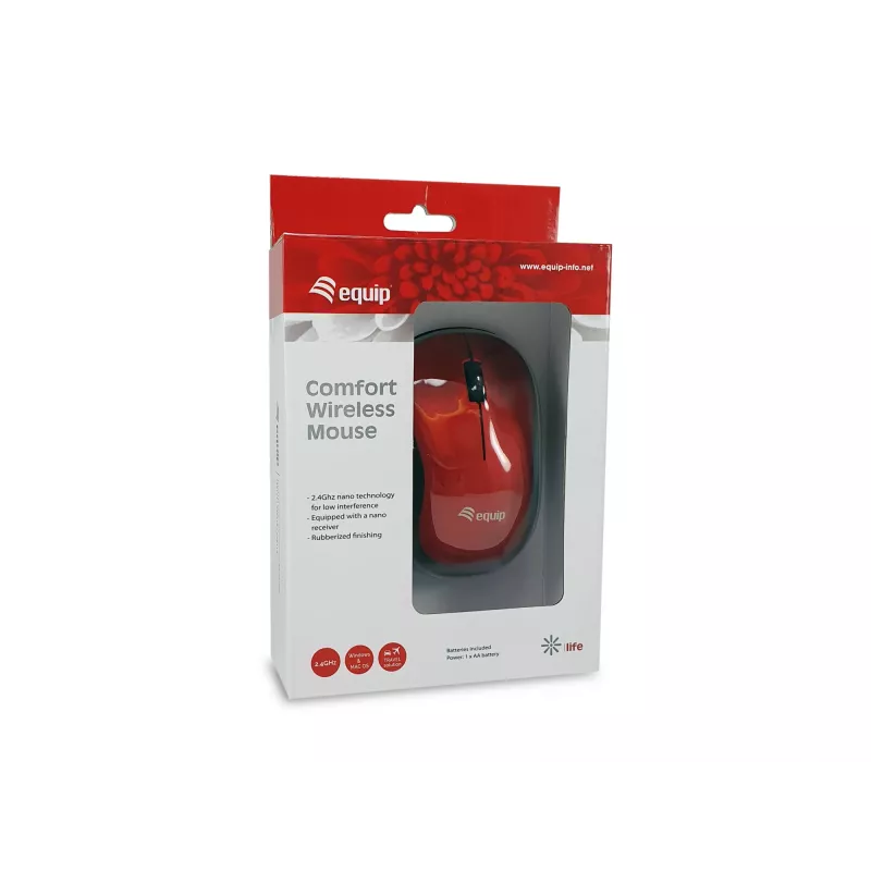 Draadloze muis Equip Comfort rood RF draadloos
