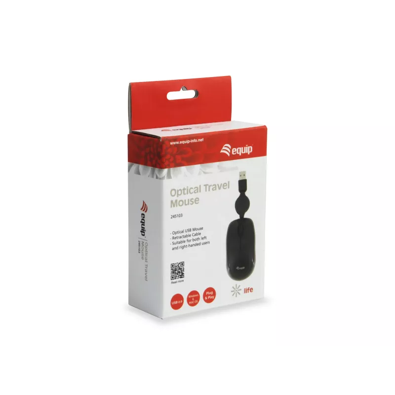 Equip 245103 muis reis dubbelhandig USB Type-A optisch 1000 DPI