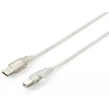 USB 2.0 Type-A naar Type-B kabel Equip 128653 1,0 m transparant zilver