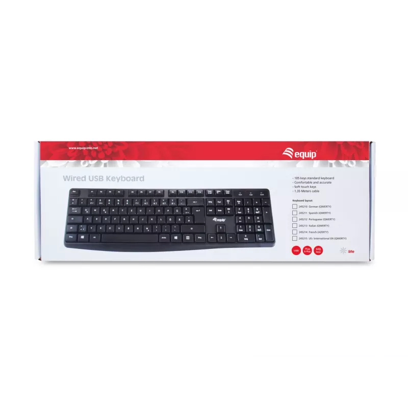 Equip 245213 toetsenbord kantoor USB QWERTY Italiaans zwart