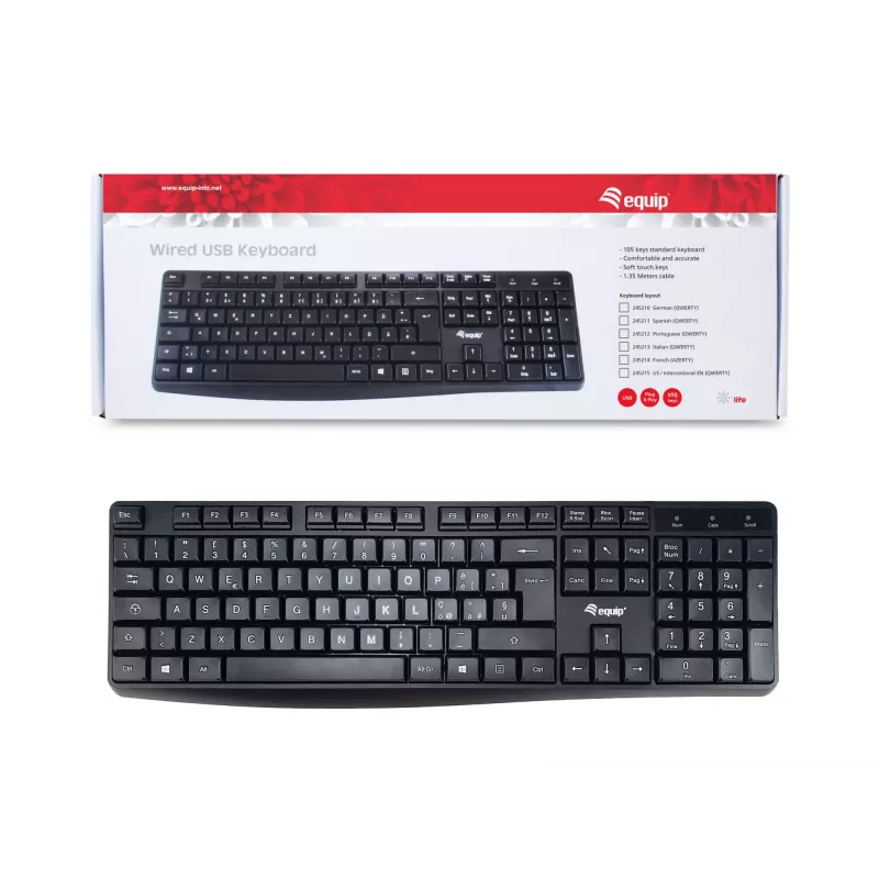 Equip 245213 toetsenbord kantoor USB QWERTY Italiaans zwart