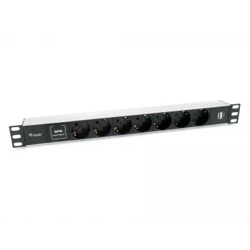 Equip 333315 stroomverdeeleenheid (PDU) 7 AC-uitgangen 1U zwart, zilver