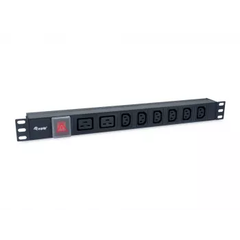 Equip 8-voudige stekkerdoos, 6 x IEC-C13 + 2 x IEC-C19, aan-/uitschakelaar, aluminium behuizing