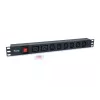 Equip 8-voudige stekkerdoos, 6 x IEC-C13 + 2 x IEC-C19, aan-/uitschakelaar, aluminium behuizing