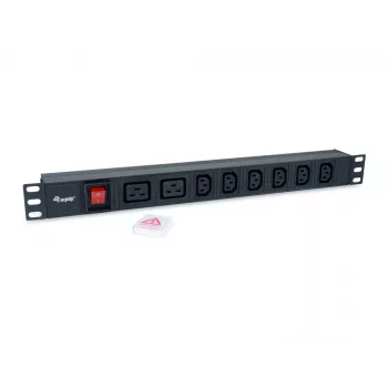 Equip 8-voudige stekkerdoos, 6 x IEC-C13 + 2 x IEC-C19, aan-/uitschakelaar, aluminium behuizing