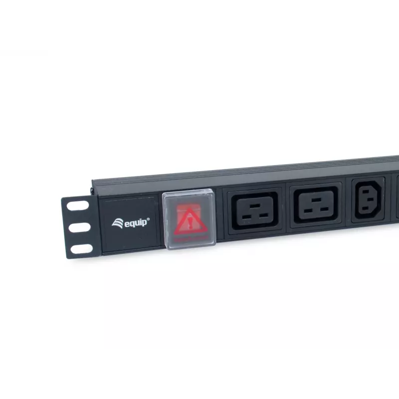 Equip 8-voudige stekkerdoos, 6 x IEC-C13 + 2 x IEC-C19, aan-/uitschakelaar, aluminium behuizing