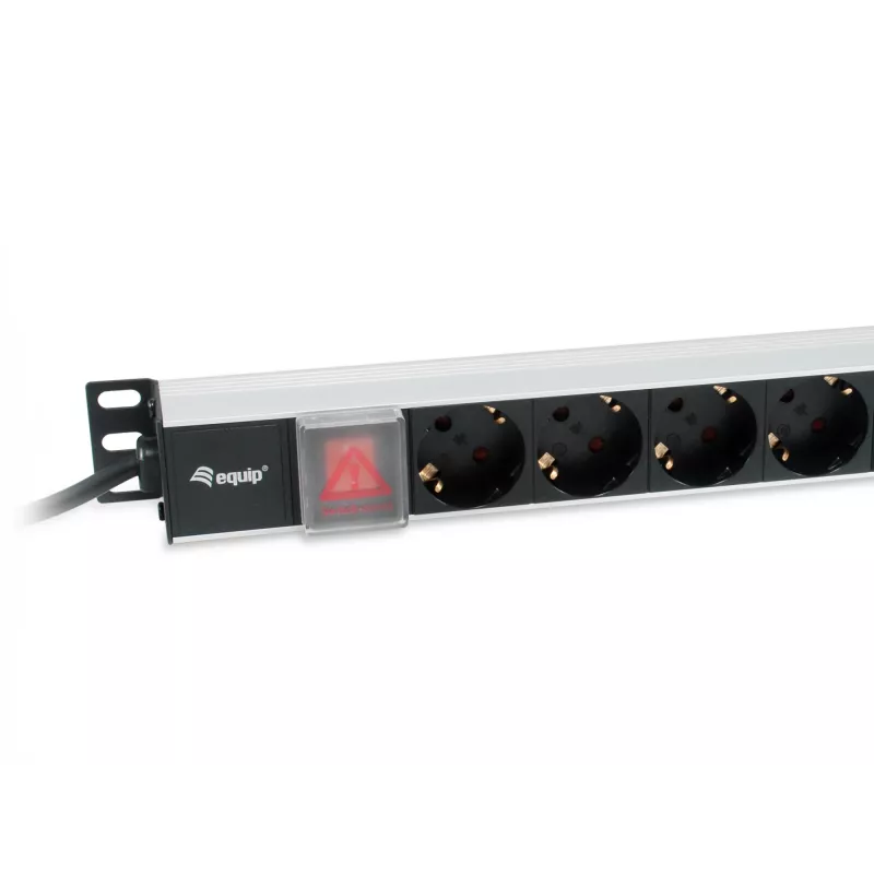 Equip 8-voudige Duitse stekkerdoos, aluminium behuizing, 3 m