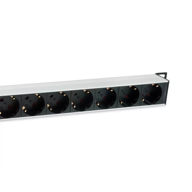 Equip 8-voudige Duitse stekkerdoos, aluminium behuizing, 3 m