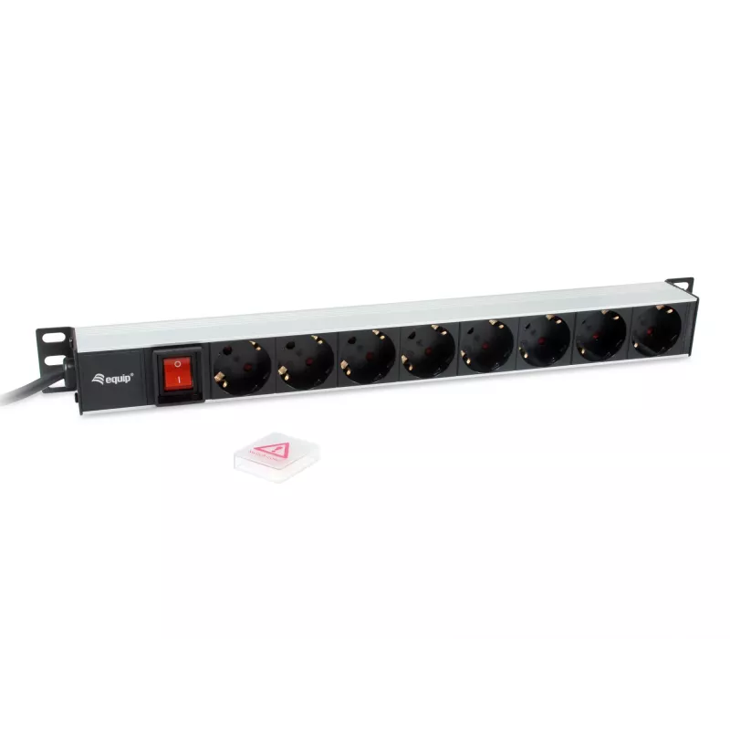 Equip 8-voudige Duitse stekkerdoos, aluminium behuizing, 3 m