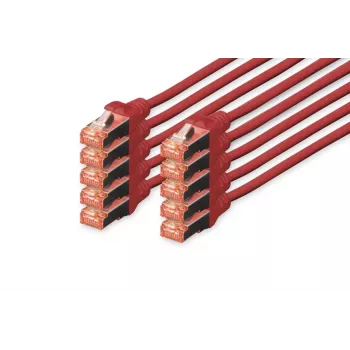 DIGITUS patchkabel - CAT6 - S/FTP - Snagless - Cu - 3m - rood - 10-pack