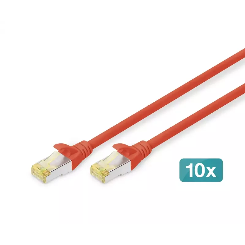 DIGITUS patchkabel - CAT6a - S/FTP - Snagless - 3 m - rood - 10-pack