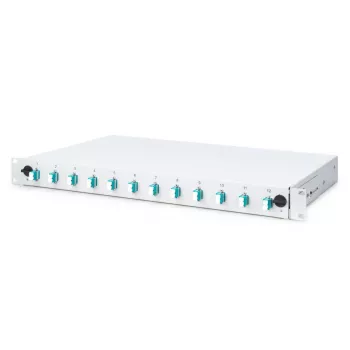 DIGITUS glasvezel-lasdoos, 1HE, uitgerust met 12x LC-duplex, incl. M25-schroeven, lascassette OM3, gekleurde pigtails, adapter