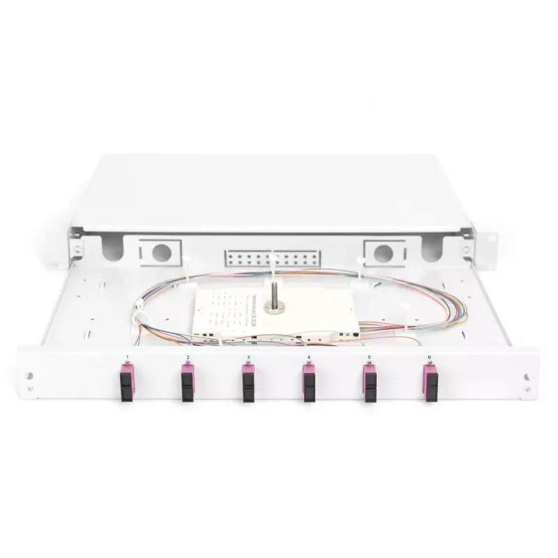 DIGITUS glasvezel-lasdoos SC OM4 1U 6xSC-DX cas. pigtails koppelingen