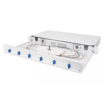DIGITUS glasvezel-lasdoos LC OS2 1U 6xLC-DX met cassette, pigtails en koppelingen
