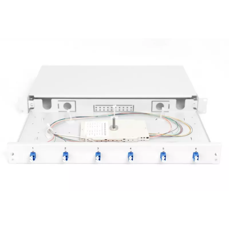 DIGITUS glasvezel-lasdoos LC OS2 1U 6xLC-DX met cassette, pigtails en koppelingen