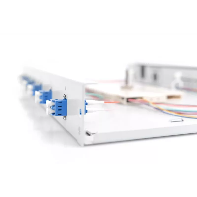 DIGITUS glasvezel-lasdoos LC OS2 1U 6xLC-DX met cassette, pigtails en koppelingen
