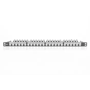 DIGITUS modulair patchpaneel, afgeschermd 24-poorts, labelveld, 0,5HE, rackmontage, kleur zwart RAL 9005