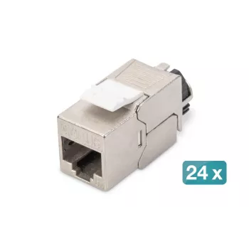 DIGITUS CAT6a keystone jack - afgeschermd, gereedschapsvrije aansluiting - intelligente kabelmanager - 24 stuks