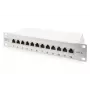 DIGITUS CAT6A patchpaneel, afgeschermd, 12-poorts labelveld, 1U, 10 inch rackmontage, grijs RAL 7035