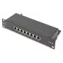 DIGITUS patchpaneel CAT6A afgeschermd, 8-poorts 1U, 10 inch rackmontage, zwart RAL 9005