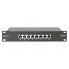 DIGITUS patchpaneel CAT6A afgeschermd, 8-poorts 1U, 10 inch rackmontage, zwart RAL 9005