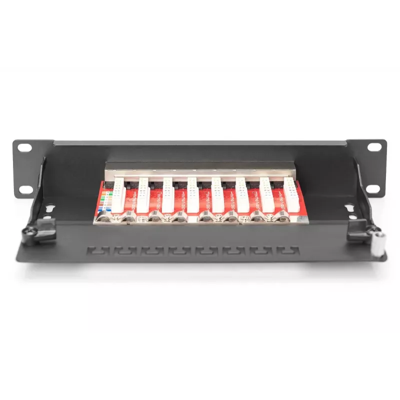 DIGITUS patchpaneel CAT6A afgeschermd, 8-poorts 1U, 10 inch rackmontage, zwart RAL 9005